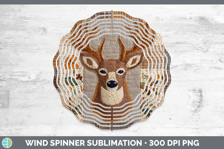 Reindeer Woodland Quilted Patchwork Wind Spinner Sublimation