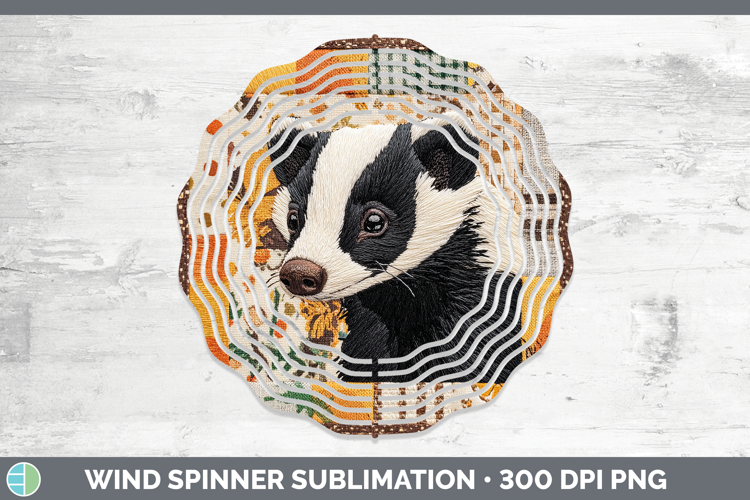 Skunk Woodland Quilted Patchwork Wind Spinner Sublimation De