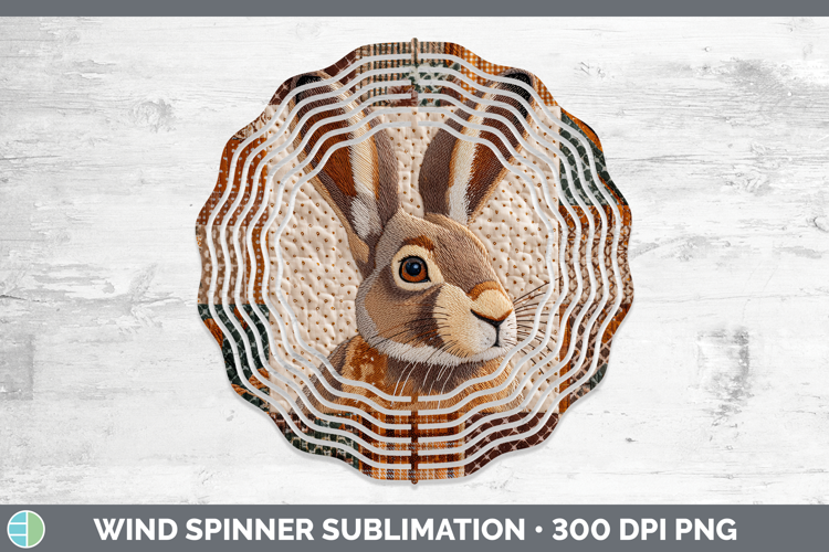 Snowshoe Hare Woodland Quilted Patchwork Wind Spinner Sublim