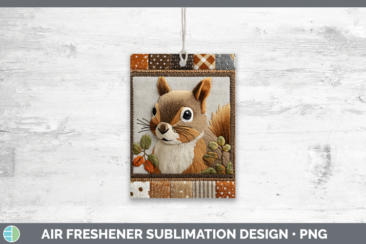 Squirrel Woodland Quilted Patchwork Air Freshener Sublimatio