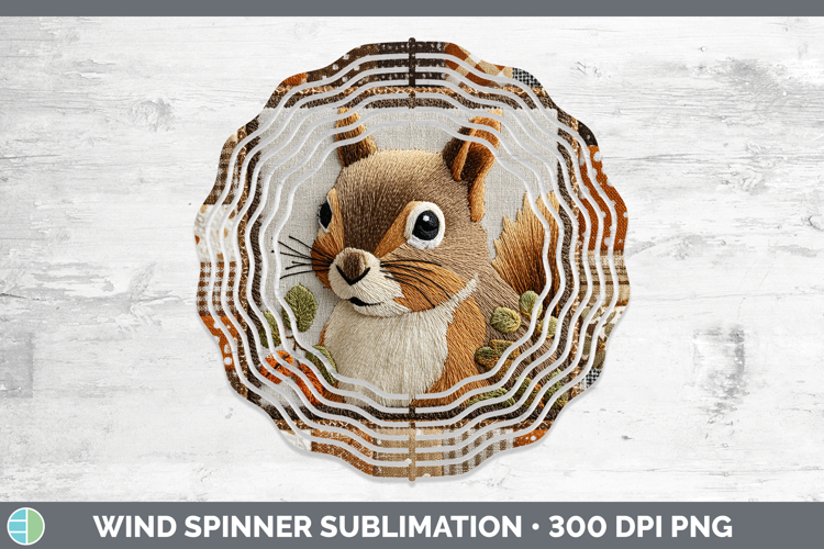 Squirrel Woodland Quilted Patchwork Wind Spinner Sublimation
