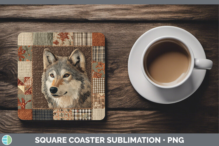 GorgeousWoodland Quilted Patchwork Square Coaster design.