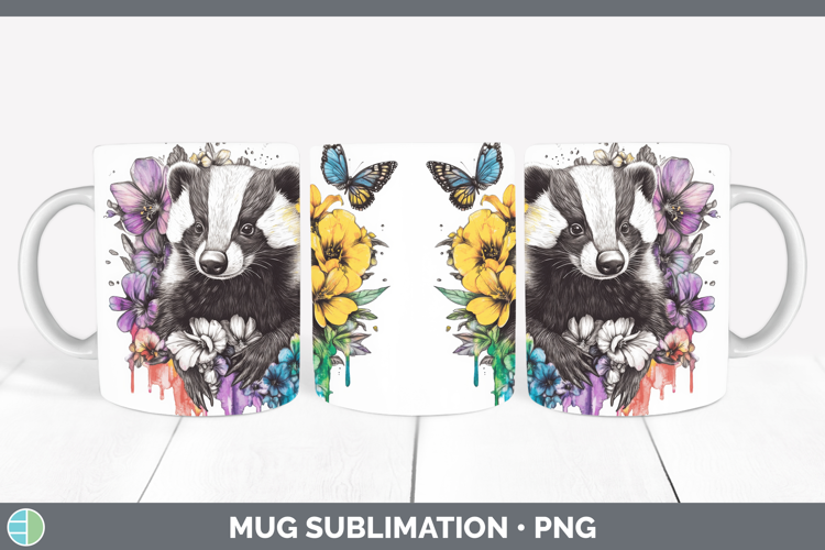 Badger Mug Wrap Woodland Rainbow Splash Sublimation Coffee C