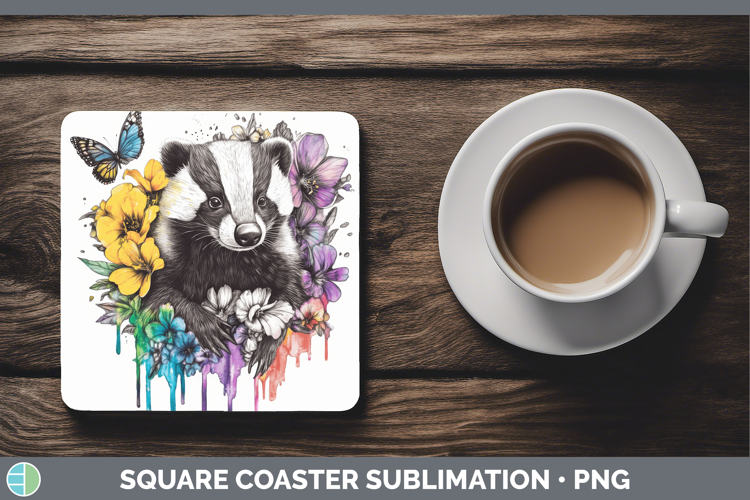 Badger Square Coaster Woodland Rainbow Splash Sublimation Co