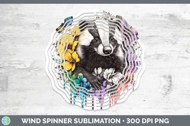 Badger Wind Spinner Woodland Rainbow Splash Sublimation Spin
