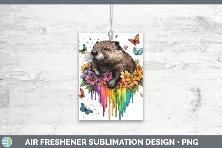 Beaver Air Freshener Woodland Rainbow Splash Sublimation Car