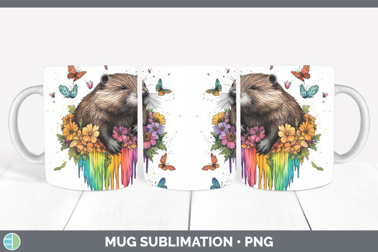 GorgeousWoodland Rainbow Splash Mug Wrap design.
