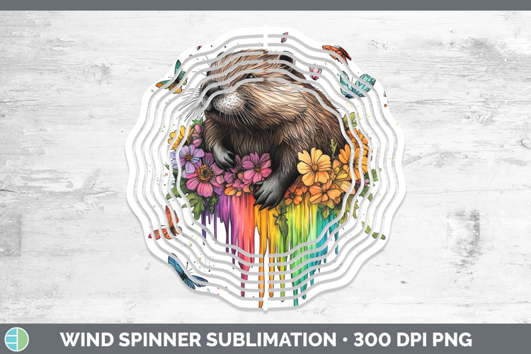 Beaver Wind Spinner Woodland Rainbow Splash Sublimation Spin