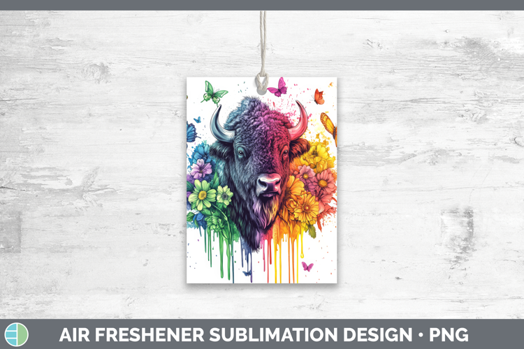Bison Air Freshener Woodland Rainbow Splash Sublimation Car