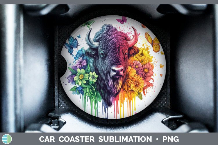GorgeousWoodland Rainbow Splash Car Coaster design.