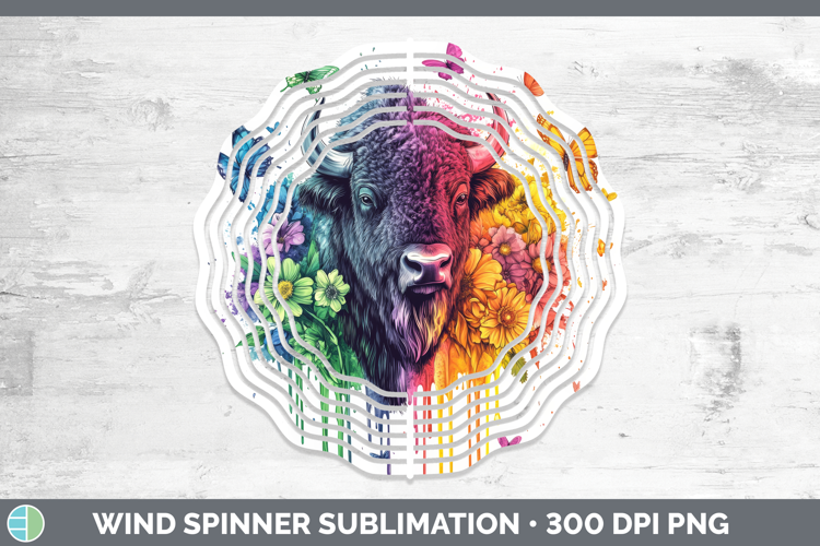 Bison Wind Spinner Woodland Rainbow Splash Sublimation Spinn