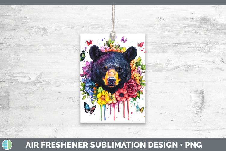 Black Bear Air Freshener Woodland Rainbow Splash Sublimation