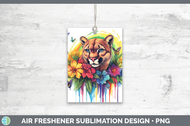 Cougar Air Freshener Woodland Rainbow Splash Sublimation Car
