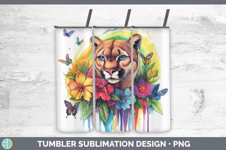 Cougar Tumbler Woodland Rainbow Splash Sublimation 20 oz Ski