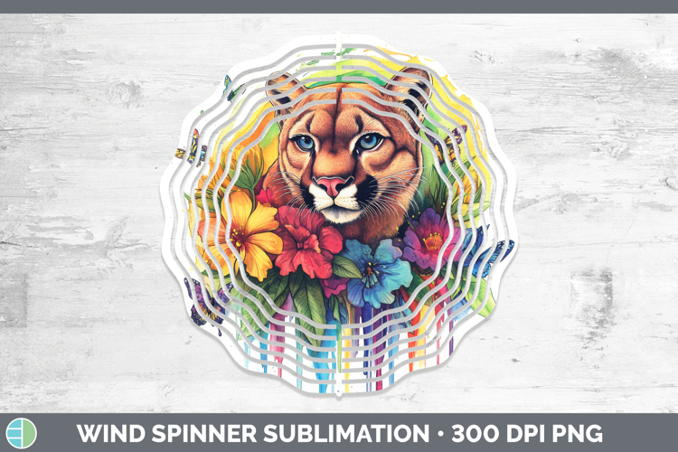 Cougar Wind Spinner Woodland Rainbow Splash Sublimation Spin