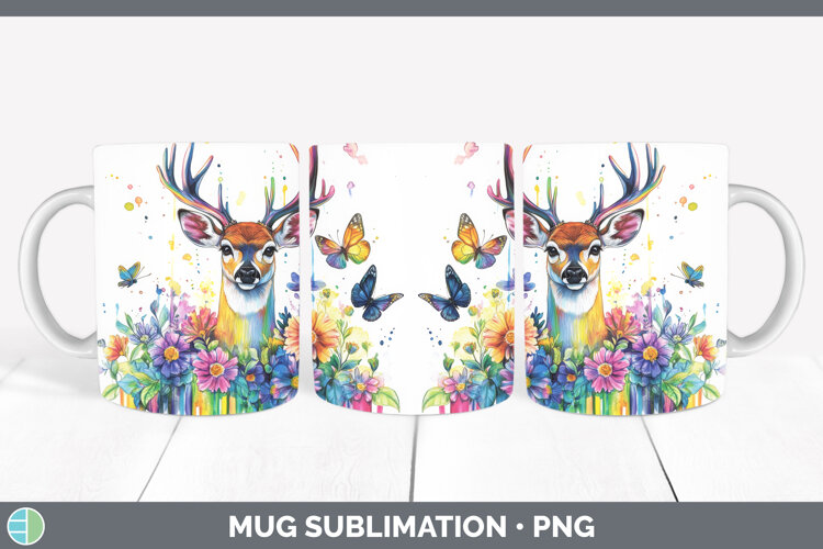 GorgeousWoodland Rainbow Splash Mug Wrap design.