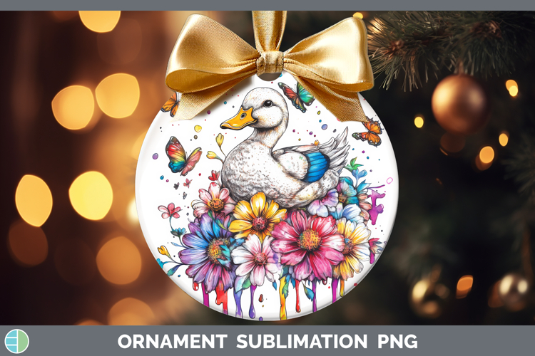 Duck Ornament Woodland Rainbow Splash Sublimation Bauble Des