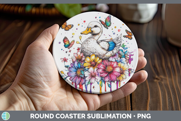 GorgeousWoodland Rainbow Splash Round Coaster design.