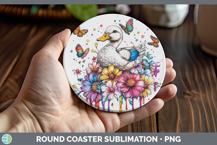 Duck Round Coaster Woodland Rainbow Splash Sublimation Coast
