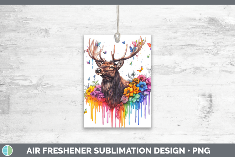 Elk Air Freshener Woodland Rainbow Splash Sublimation Car Fr