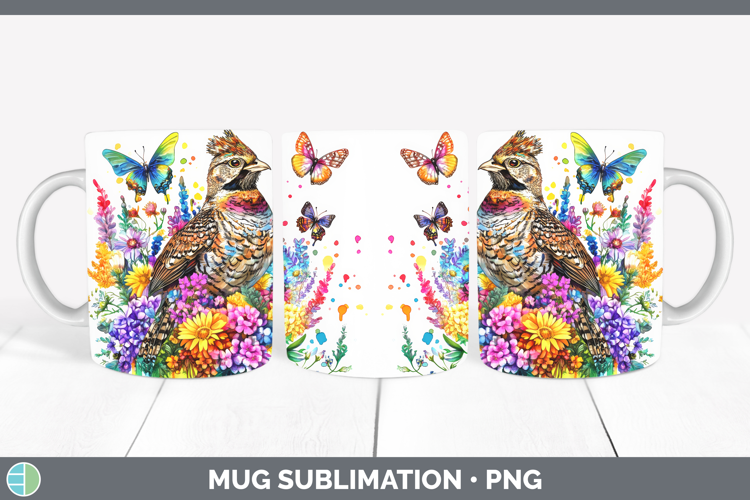 Grouse Mug Wrap Woodland Rainbow Splash Sublimation Coffee C
