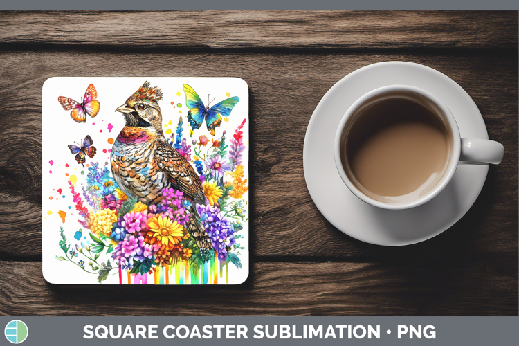 Grouse Square Coaster Woodland Rainbow Splash Sublimation Co
