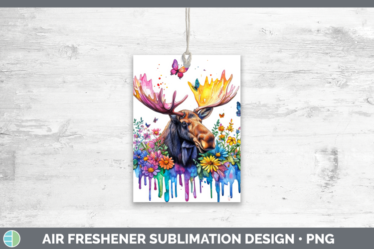 Moose Air Freshener Woodland Rainbow Splash Sublimation Car