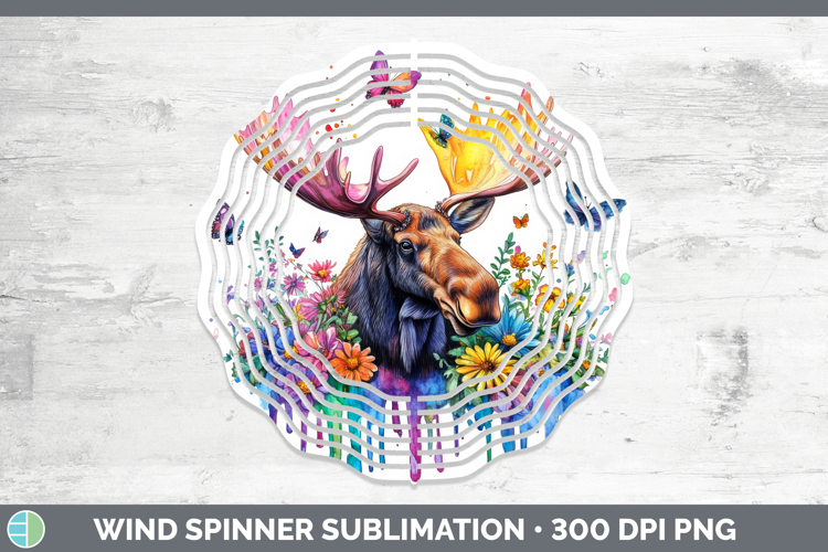 Moose Wind Spinner Woodland Rainbow Splash Sublimation Spinn