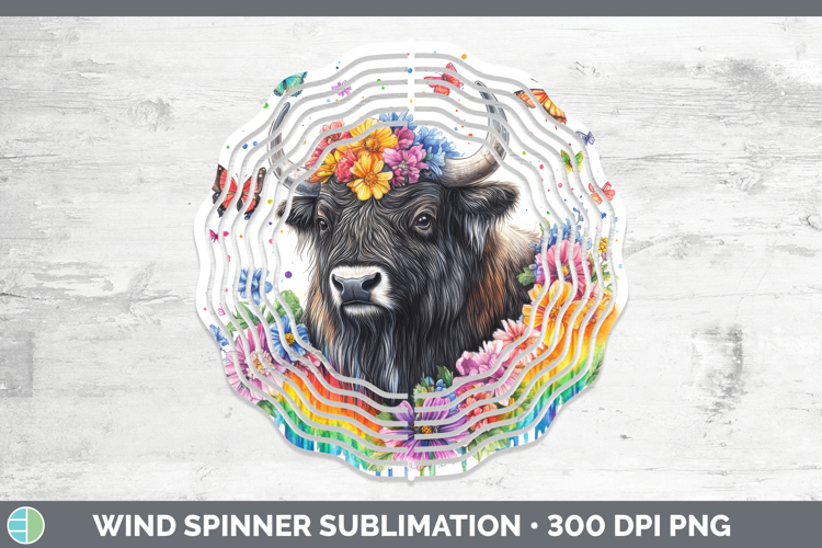 Musk Ox Wind Spinner Woodland Rainbow Splash Sublimation Spi