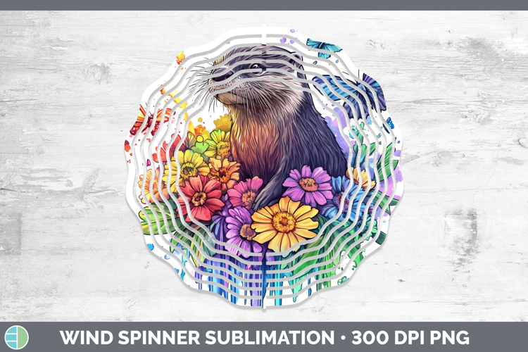 Otter Wind Spinner Woodland Rainbow Splash Sublimation Spinn