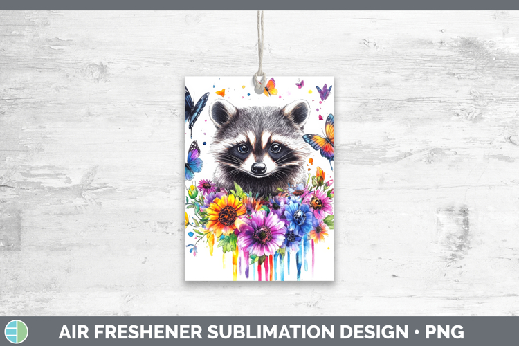 Raccoon Air Freshener Woodland Rainbow Splash Sublimation Ca