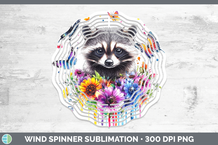 Raccoon Wind Spinner Woodland Rainbow Splash Sublimation Spi
