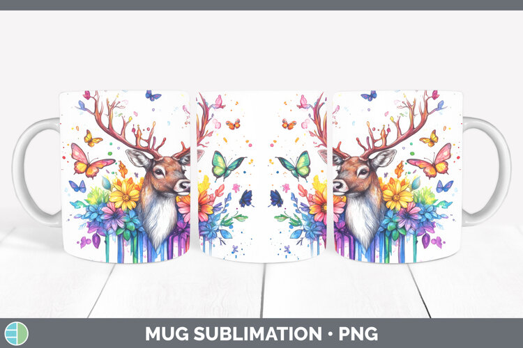 GorgeousWoodland Rainbow Splash Mug Wrap design.
