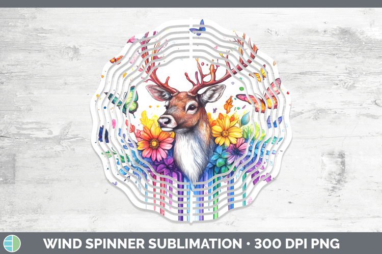 Reindeer Wind Spinner Woodland Rainbow Splash Sublimation Sp