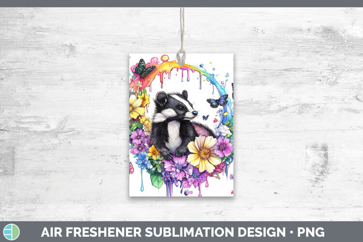 Skunk Air Freshener Woodland Rainbow Splash Sublimation Car
