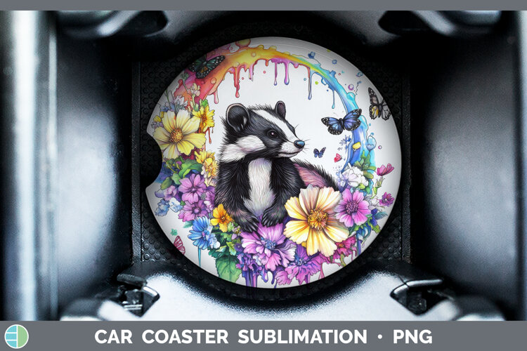 GorgeousWoodland Rainbow Splash Car Coaster design.