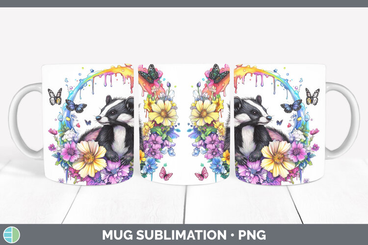 GorgeousWoodland Rainbow Splash Mug Wrap design.
