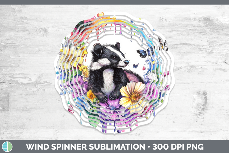 Skunk Wind Spinner Woodland Rainbow Splash Sublimation Spinn
