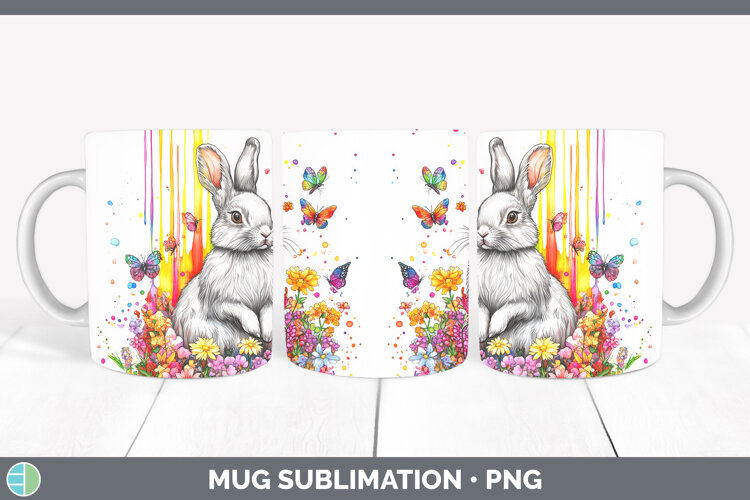GorgeousWoodland Rainbow Splash Mug Wrap design.