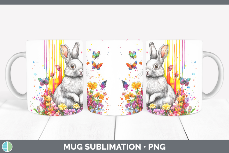 Snowshoe Hare Mug Wrap Woodland Rainbow Splash Sublimation C