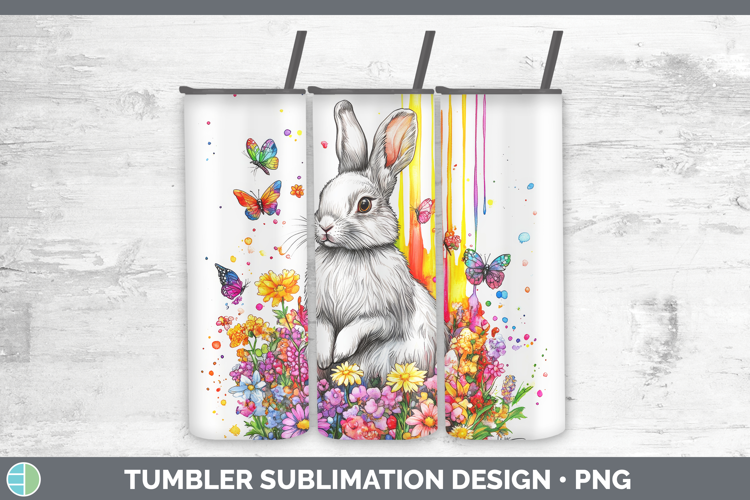 Snowshoe Hare Tumbler Woodland Rainbow Splash Sublimation 20