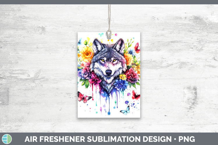 Wolf Air Freshener Woodland Rainbow Splash Sublimation Car F