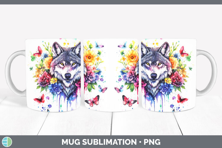 GorgeousWoodland Rainbow Splash Mug Wrap design.