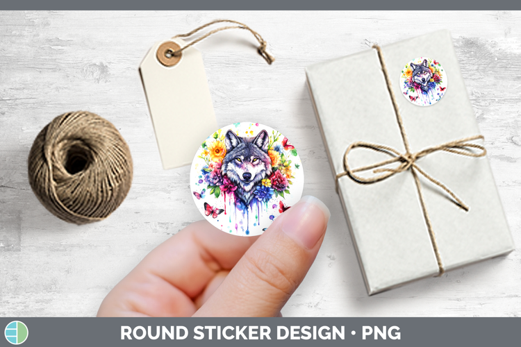 Woodland Rainbow Splash Wolf Stickers | Round Labels Designs