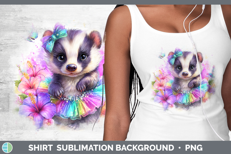 Woodland Rainbow Summer Badger Shirt Sublimation Background
