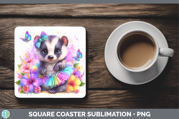 Woodland Rainbow Summer Badger Square Coaster Sublimation Co