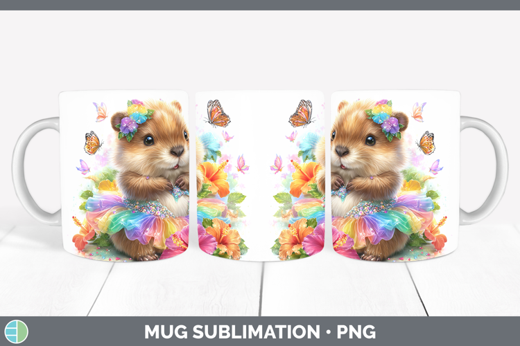 Woodland Rainbow Summer Beaver Mug Wrap Sublimation Coffee C