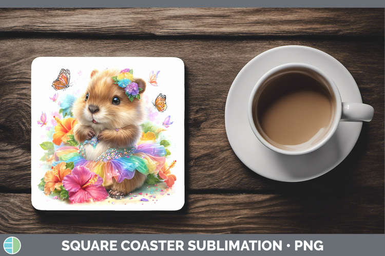 Woodland Rainbow Summer Beaver Square Coaster Sublimation Co