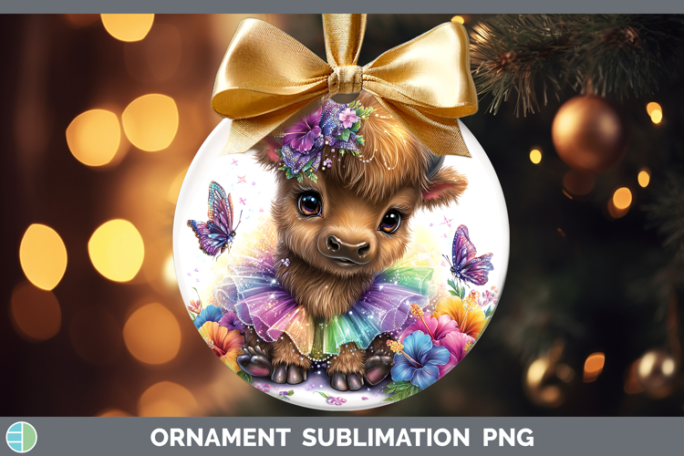 Woodland Rainbow Summer Bison Ornament Sublimation Bauble De