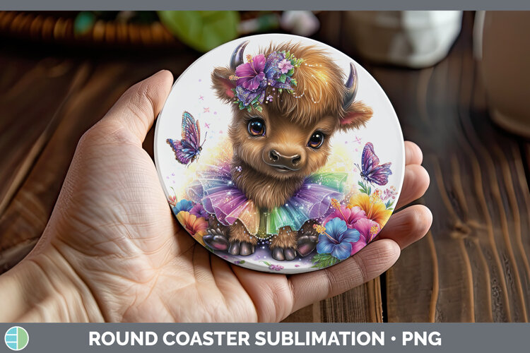 GorgeousWoodland Rainbow Summer Round Coaster design.
